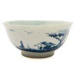 A First Period Worcester blue and white waste bowl: with flared rim,