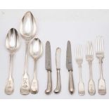 A collection of assorted plated flatwares, various patterns: crested,