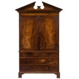 A George III mahogany linen press:,