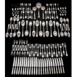 An Old English thread pattern plated flatware service: includes eighteen table forks,