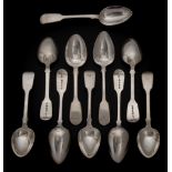 A set of six Victorian silver fiddle pattern dessert spoons, maker William Robert Smily, London,