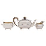 A George V silver three-piece tea service, maker S Blackensee & Son Ltd, Chester,