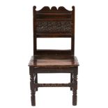 A late 17th/early 18th Century oak side chair:,