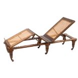 Campaign furniture - A Victorian mahogany folding day bed:,