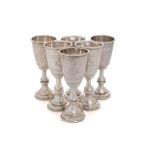 A set of six George V silver Kiddush cups, maker Rosenzweig, Taitelbaum & Co, London,