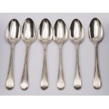 A set of six George III silver Old English thread pattern teaspoons, maker's marks worn, London,