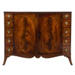 A George III mahogany rectangular side cabinet:, the top with a moulded edge,