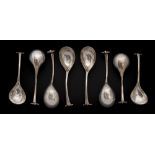 A set of Six George II Onslow pattern soup spoons, maker E.