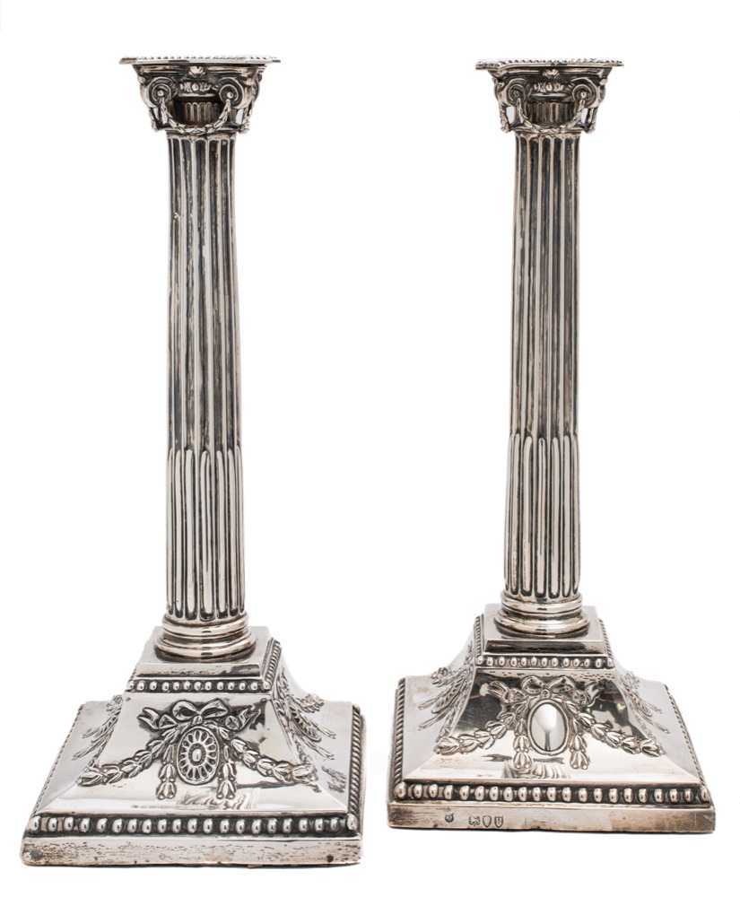 A pair of Victorian silver candlesticks, maker Rupert Favell, London,