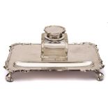 A George V silver ink stand, maker Richard Woodman Burbridge, London,