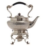 A late Victorian silver kettle, burner and stand, maker Goldsmiths & Silversmiths Co Ltd, London,