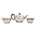 A George V silver three-piece tea service, maker Mappin & Webb, Birmingham,