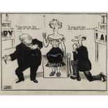 WITHDRAWN LEYDEN, Jock - 'Madam Will You Vote ?' : pen and ink cartoon, 450 x 335 mm,