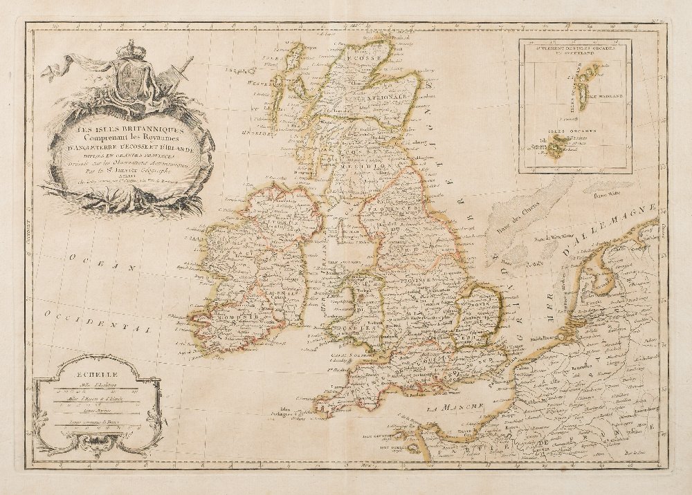 JANVIER, S - Les Isles Britanniques : hand coloured map, 450 x 310 mm, f & g, c1750. - Image 3 of 3