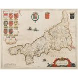 BLAEU, Jan - Cornubia sive Cornwallia : hand coloured map, 495 x 380 mm,
