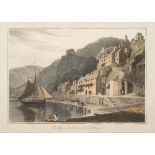 WILLIAM Daniell [1769-1837]- Clovelly on the Coast of North Devon,:- coloured engraving,