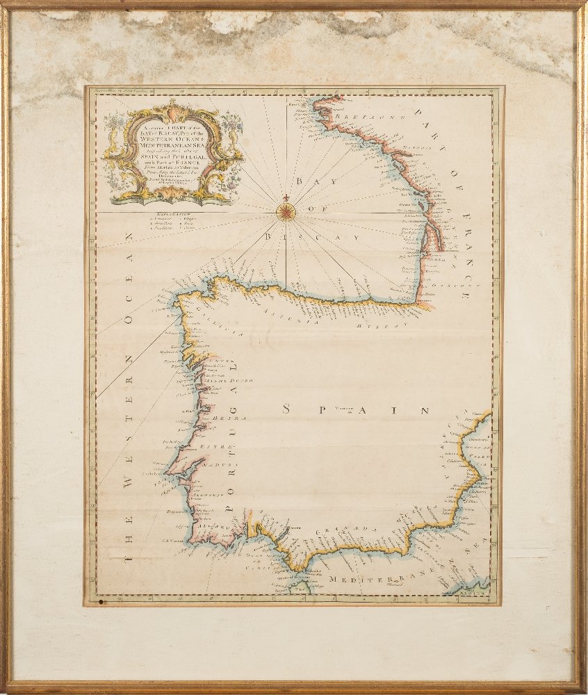 TINDAL/RAPIN - A Correct Chart of the Bay of Biscay : etc, hand coloured map, 470 x 380 mm, f & g,