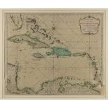 LAURIE & WHITTLE - A New Map of the West Indian Islands : hand coloured map, some damage,