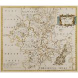 MORDEN, Robert - Worcestershire : hand coloured map, 420 x 360 mm, attractive frame, f & g, c1695.