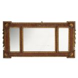 A walnut and partly gilt landscape overmantel mirror:, in the early 18th Century taste,