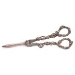 A pair of Victorian silver grape shears, maker George Adams, London,