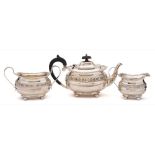 A George V silver three-piece tea service, maker Barker Brothers, Chester,