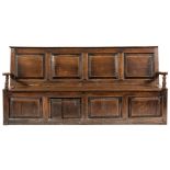 An early 18th century oak box settle:,