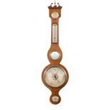 P Barloni, Abergell a 19th Century rosewood banjo barometer: with silvered scales,