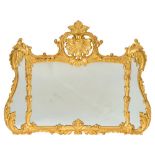 A carved giltwood cartouche shaped mirror:,