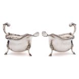 A pair of George V silver sauce boats, maker George Nathan & Ridley Hayes, Chester,