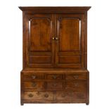 A mid 18th Century oak side cupboard:,