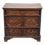 A late 17th Century oak rectangular chest:, of small size,