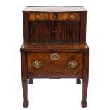 A late 18th Century Dutch mahogany step commode:, with a moulded top,