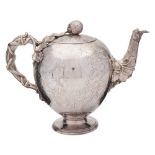 A William IV silver teapot, maker Charles Reily & George Storer, London, 1836: of globular form,