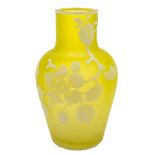 An English cameo glass vase: of oviform with raised neck,