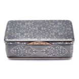 An Imperial Russian silver and niello snuff box, assay master AP, Moscow: of rectangular outline,