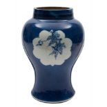 A Chinese blue and white yen-yen vase: painted with two panels,