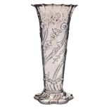 A late Victorian silver vase, maker Goldsmiths & Silversmiths Co Ltd, London,