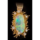 An opal and diamond pendant: with single,