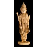 A late 19th century Japanese carved ivory figure of Vishnu: in traditional costume,