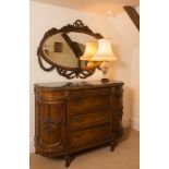 An extensive French carved walnut ten piece bedroom suite:,