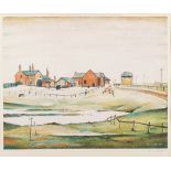 * Laurence Stephen Lowry [1887-1976]- Landscape with farm buildings,