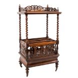 A Victorian rosewood canterbury/whatnot:,