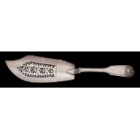 A Victorian silver Fiddle Shell and Thread pattern fish slice, maker William Theobalds, London,
