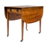 An early 19th Century mahogany and inlaid Pembroke table:, bordered with boxwood,