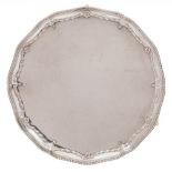 A George III silver salver, maker's mark worn possibly R.