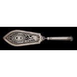 A George III silver fish slice, the blade by Christopher Haines, Dublin,