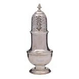 A George II silver sugar caster, maker's marks worn possibly Samuel Wood, London,