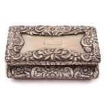 A William IV silver snuff box, maker Nathaniel Mills, Birmingham, 1832: of rectangular outline,