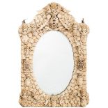 A large 19th century Dieppe carved ivory and bone wall mirror,